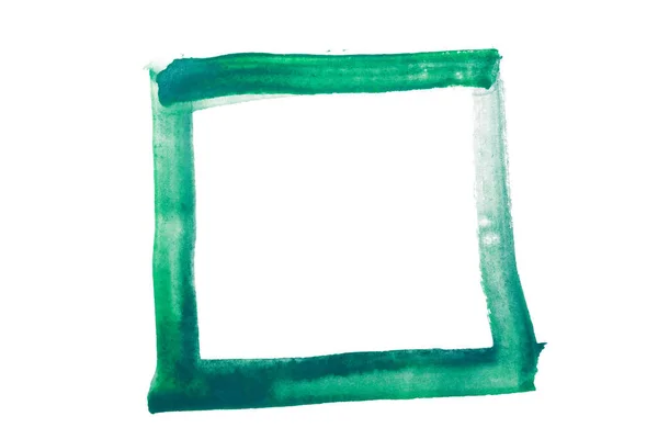 Rectangle Aquarelle Verte Sur Fond Blanc Isolé — Photo