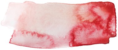 Beyaz zemin üzerindeki suluboya lekesi izole edilmiş element kırmızı