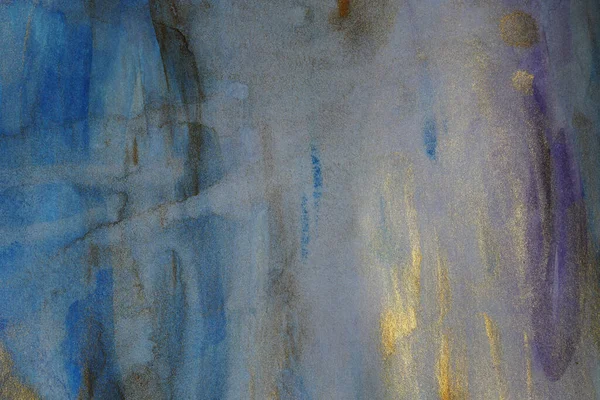 Гранд Акварельний Фон Папері Плями Блискучої Фарби Синім — стокове фото