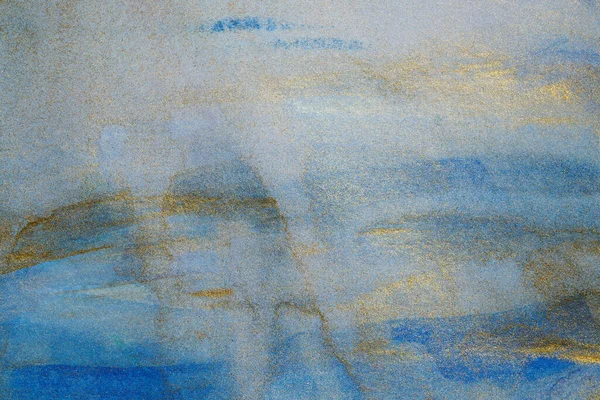 Grunge suluboya arka plan üzerinde kağıt lekeleri ile parlak mavi boya.