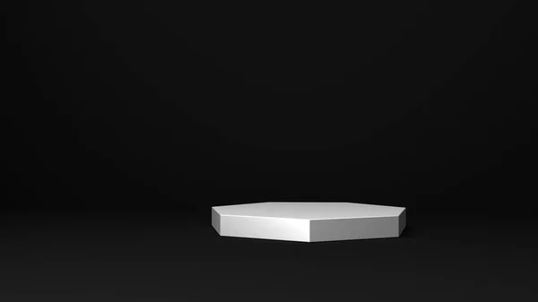 White Pedestal Black Background Polygon — Stock Photo, Image