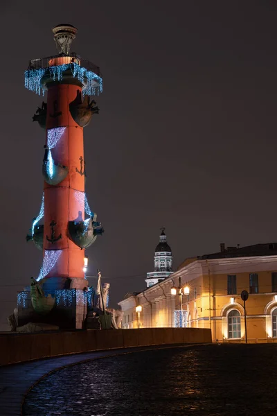 Vue Flèche Forteresse Île Vassilievski Nuit Saint Pétersbourg — Photo