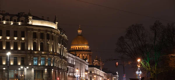 Vue Forteresse Cathédrale Saint Isaac Nuit Saint Pétersbourg — Photo