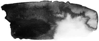 Siyah-beyaz suluboya boya lekesi. Beyazın Üzerinde Leke.