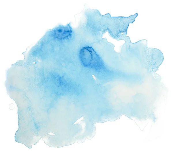 Fundo Azul Mancha Aquarela Mancha Isolada Branco — Fotografia de Stock