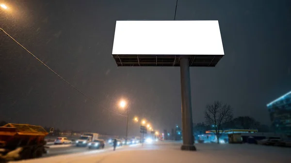 Білборд Вночі Взимку — стокове фото