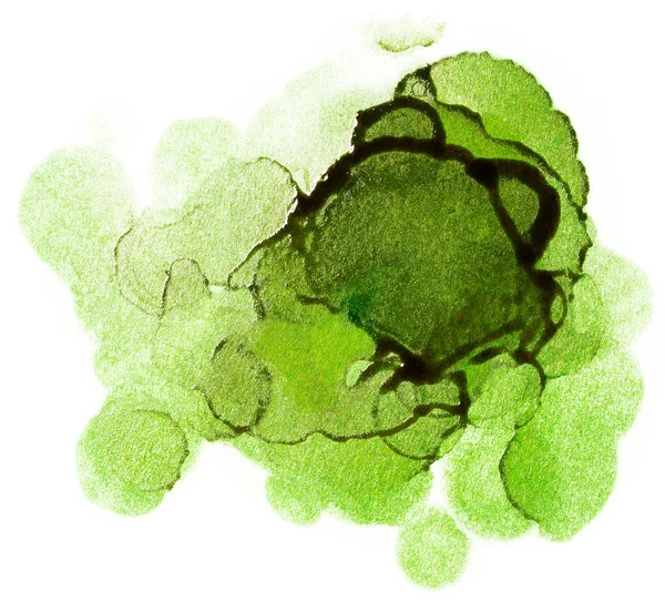 Watercolor Stain Green White Background Droplets Paint — Stock Photo, Image