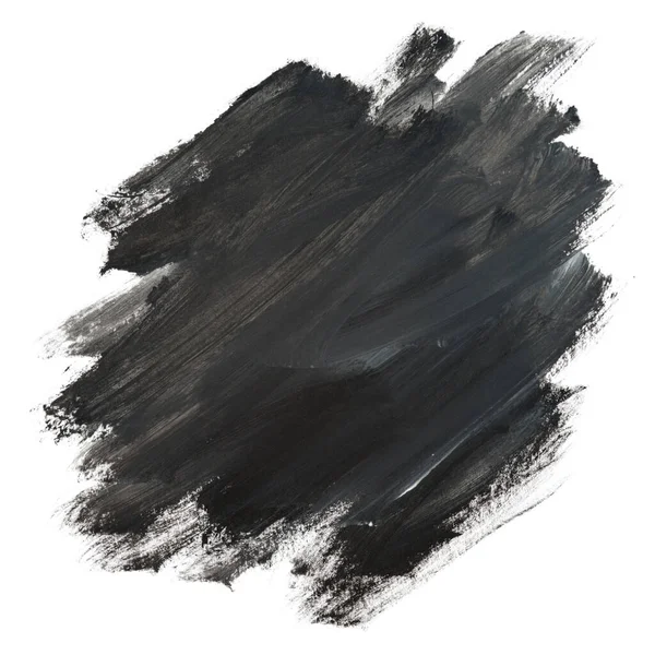 灰色の色合いの黒い塗料の汚れ 油絵具 白い孤立した背景の上に — ストック写真