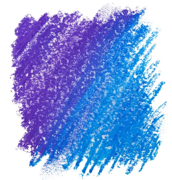 详细的背景 用蜡笔画纹理 蜡笔画在纸上 紫色的蓝色笔迹 在白色背景上分离的抽象染色 — 图库照片
