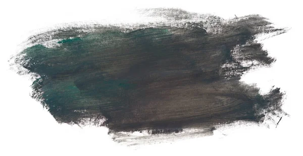 Пятно Черного Зеленым Оттенком Краски Серыми Оттенками Краска Белом Изолированном — стоковое фото