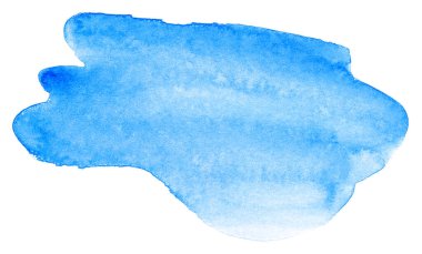 Beyaz üzerinde mavi suluboya leke. Elle çizilmiş element, fotoğrafçılık dokusu kağıda boya sıçratıyor. metin için arkaplan