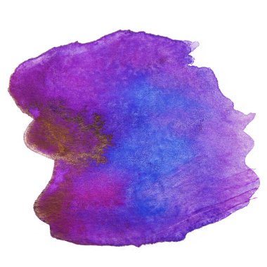 Beyaz üzerinde mavi suluboya leke. Elle çizilmiş element, fotoğrafçılık dokusu kağıda boya sıçratıyor. metin için arkaplan