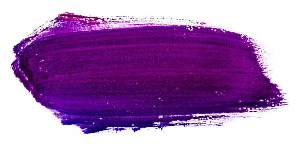 Фиолетовое Пятно Акриловой Краски Белом Фоне Текстурой Кисти — стоковое фото