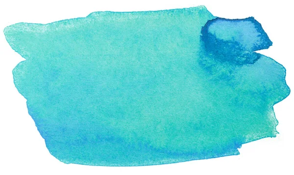 Tache Aquamarine Avec Texture Papier Sur Fond Blanc Isolé — Photo