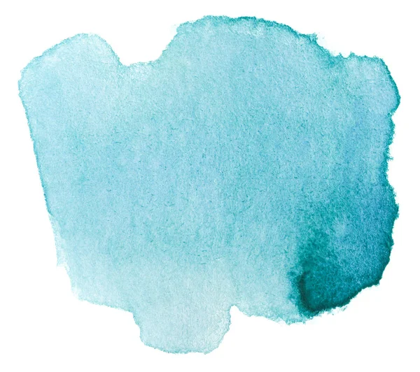Blauer Aquamarin Aquarellfleck Auf Weißem Hintergrund Isoliert — Stockfoto