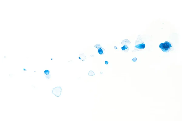 Blauwe Waterverf Druppels Een Witte Achtergrond — Stockfoto