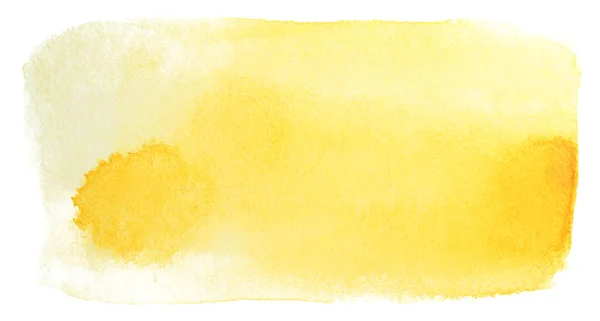 Mancha Aquarela Mancha Amarela Fundo Branco Isolado — Fotografia de Stock
