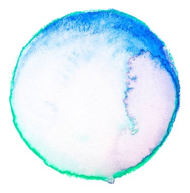 Doymuş kenarları olan suluboya mavi yeşil daire. desenli tasarım için arkaplan