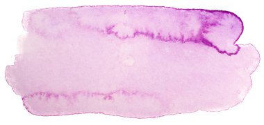 Kağıt üzerine fırçayla çizilmiş suluboya mor leke. Beyaz arkaplanda izole.