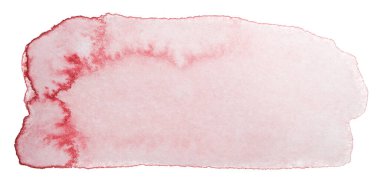 Kağıt üzerine fırçayla çizilmiş suluboya pembe leke. Beyaz arkaplanda izole.