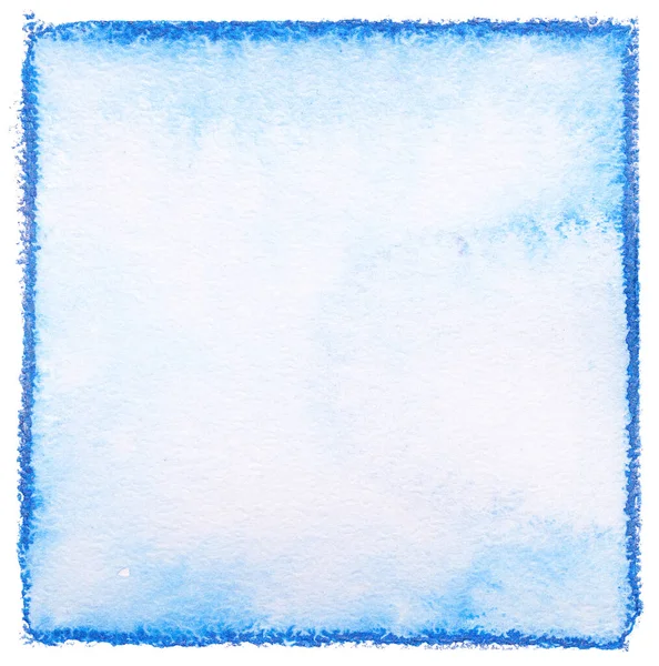 Akvarel Čtvercová Modrá Nasycených Okrajů Pozadí Pro Design Texturou — Stock fotografie