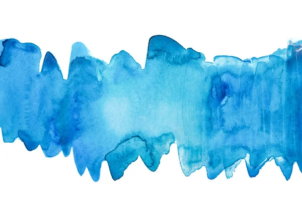 Kék Absztrakt Zenekar Vonal Rajzolta Kézzel Akvarell Textúra — Stock Fotó