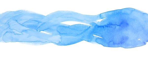 Aquarelblauwe Band Meerlaagse Aquarellen Golven Getekend Door Penseel Papier Geïsoleerd — Stockfoto