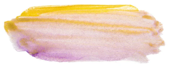 Aquarelle Jaune Avec Tache Couleur Rose Dessinée Pinceau Sur Papier — Photo