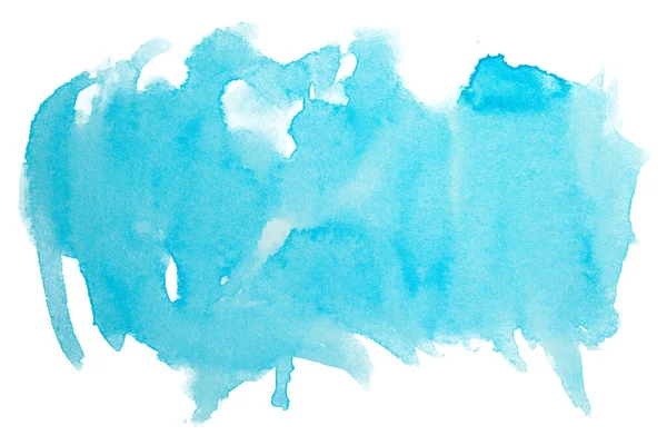 Aquarelle Bleu Coup Pinceau Tache Dessinée Par Pinceau Sur Papier — Photo