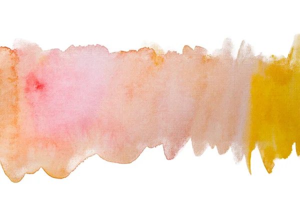 黄色ピンク桃の色のストリップ抽象的な水彩テクスチャ 手描きの絵画 — ストック写真