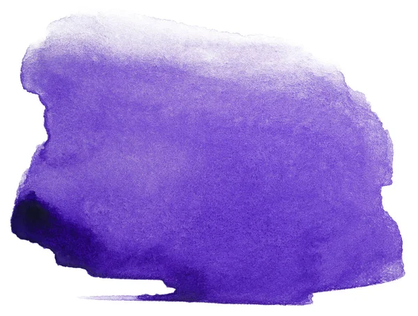 Acuarela Azul Violeta Mancha Dibujada Por Pincel Sobre Papel Aislado — Foto de Stock