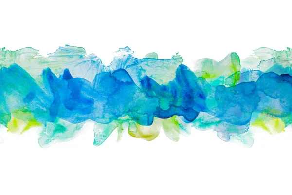 Splash Akwarela Malarstwo Tło Elementy Zespół Niebieski Zielonym — Zdjęcie stockowe