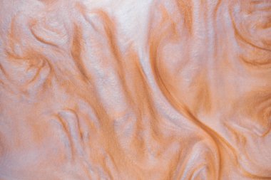 Gri arkaplanlı soyut turuncu, dalgalı parlak metalik boya