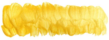 Kabartmalı fırça darbesi dokusu beyaz arkaplan elementinde parıldayan altın suluboya leke