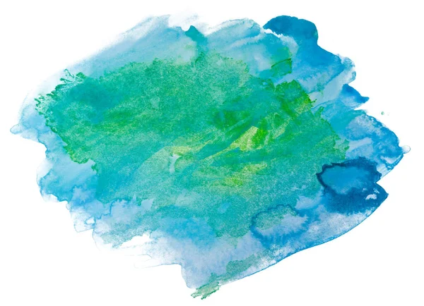 Skvrna Akvarel Namalování Modrá Zelenou — Stock fotografie