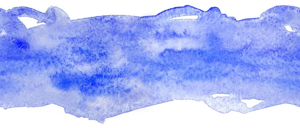 Tira Aquarela Azul Com Textura Papel Para Texto Design — Fotografia de Stock