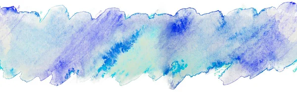 Blauer Grunge Aquarellstreifen Mit Papierstruktur Für Text Und Design — Stockfoto