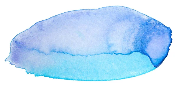 Aquarela Tinta Transbordar Mancha Azul Com Textura Fundo Branco Elemento — Fotografia de Stock