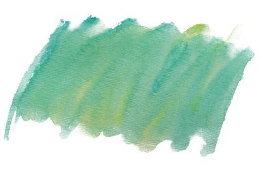 Suluboya fırça darbeleri beyaz arka planda yeşil lekeyi izole eder. Boya ve suluboya kağıt desenli elementler. Kartpostal ve baskı tasarımı için arka plan. mürekkep fırçası vuruşu