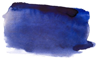 Beyaz arkaplanda koyu mavi bir leke var. Boya ve suluboya kağıt desenli elementler. Kartpostal ve baskı tasarımı için arkaplan.