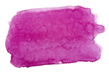 Beyaz zemin üzerindeki suluboya kırmızı mor leke izole edilmiş. Boya ve suluboya kağıt desenli elementler. Kartpostal ve baskı tasarımı için arkaplan.