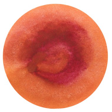 Dokulu suluboya daire, tasarım için yuvarlak element. turuncu suluboya lekesi