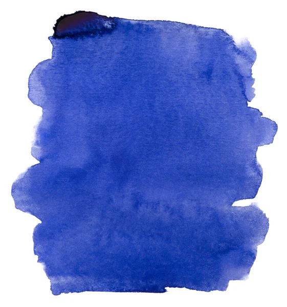 Teinture Aquarelle Bleue Sur Fond Blanc Isolé Élément Avec Peinture — Photo