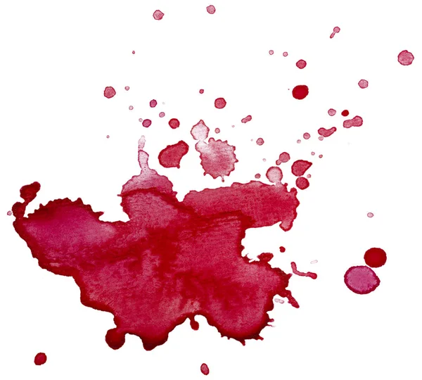 Watercolor Drops Paint Splashes Red Stain White Background Isolated Element — Stock Photo, Image