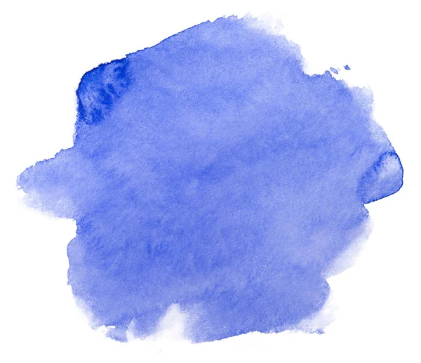 Mancha Azul Aquarela Fundo Branco Isolado Elemento Com Textura Tinta — Fotografia de Stock