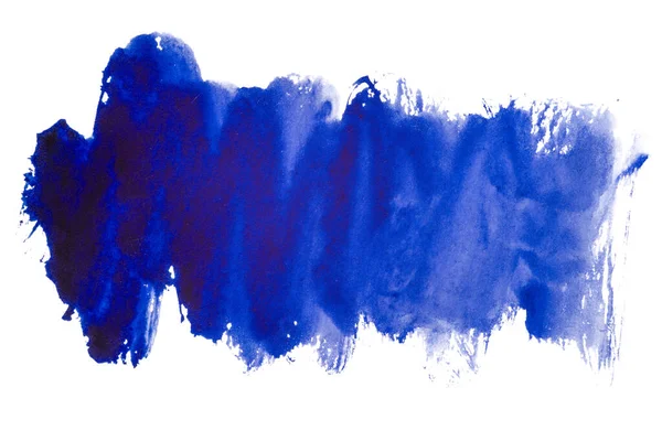 Beyaz arkaplandaki suluboya mavi fırça darbeleri izole. Boya ve suluboya kağıt desenli elementler. Kartpostal ve baskı tasarımı için arka plan. mürekkep fırçası vuruşu