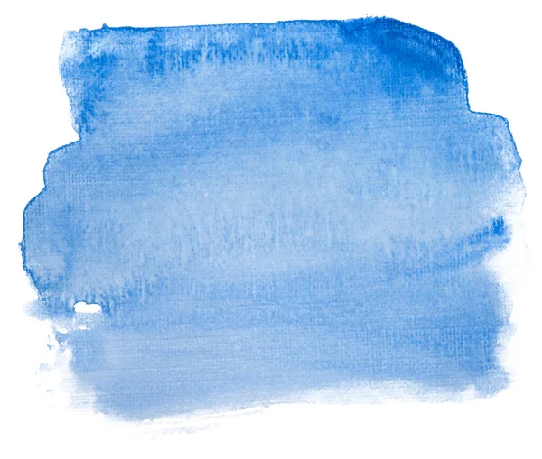 Aquarela Mancha Azul Brilhante Fundo Branco Isolado Elemento Com Textura — Fotografia de Stock