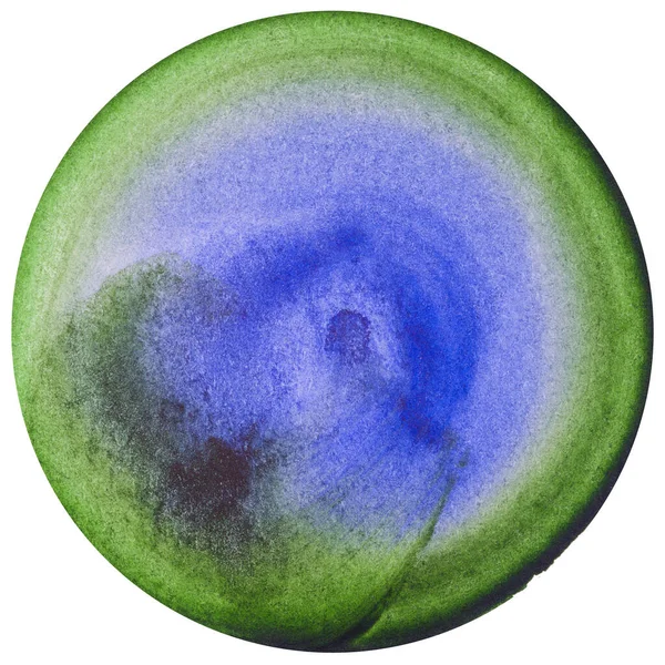 Akvarell Grön Blå Cirkel Med Konsistens Runda Element För Design — Stockfoto