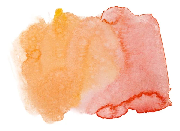Acquerello Giallo Arancio Macchia Rossa Sfondo Bianco Isolato Elemento Con — Foto Stock