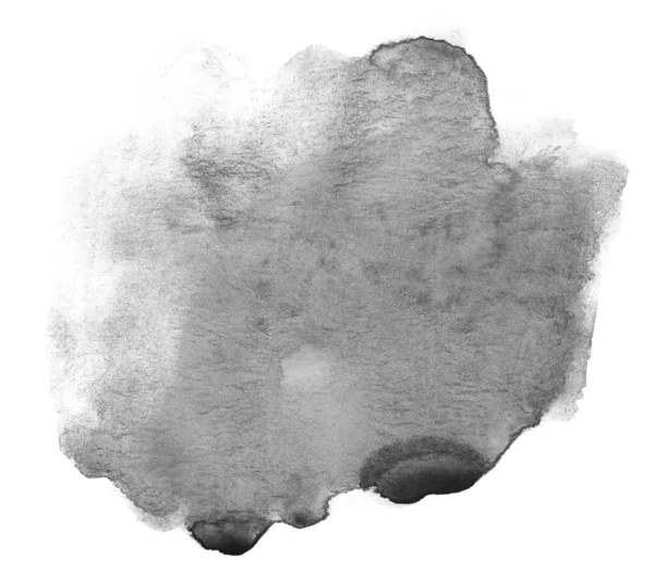 白色背景上的水色黑色污迹孤立 具有油漆和水彩纸质感的元素 明信片和印刷品的设计背景 — 图库照片